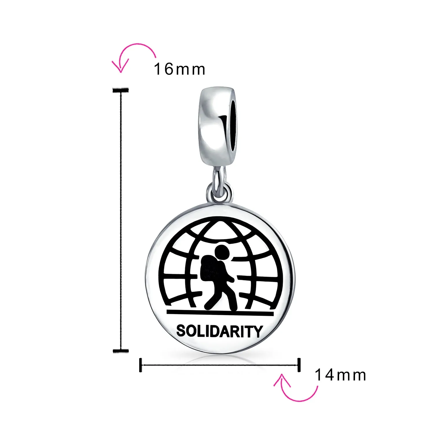 Bead Charm Solidarity Travel Diversity Immigrants Helping Hands Support Silver