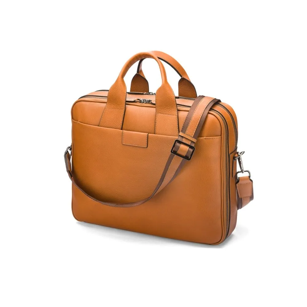 Belmont Leather 15" Laptop Briefcase - Tan