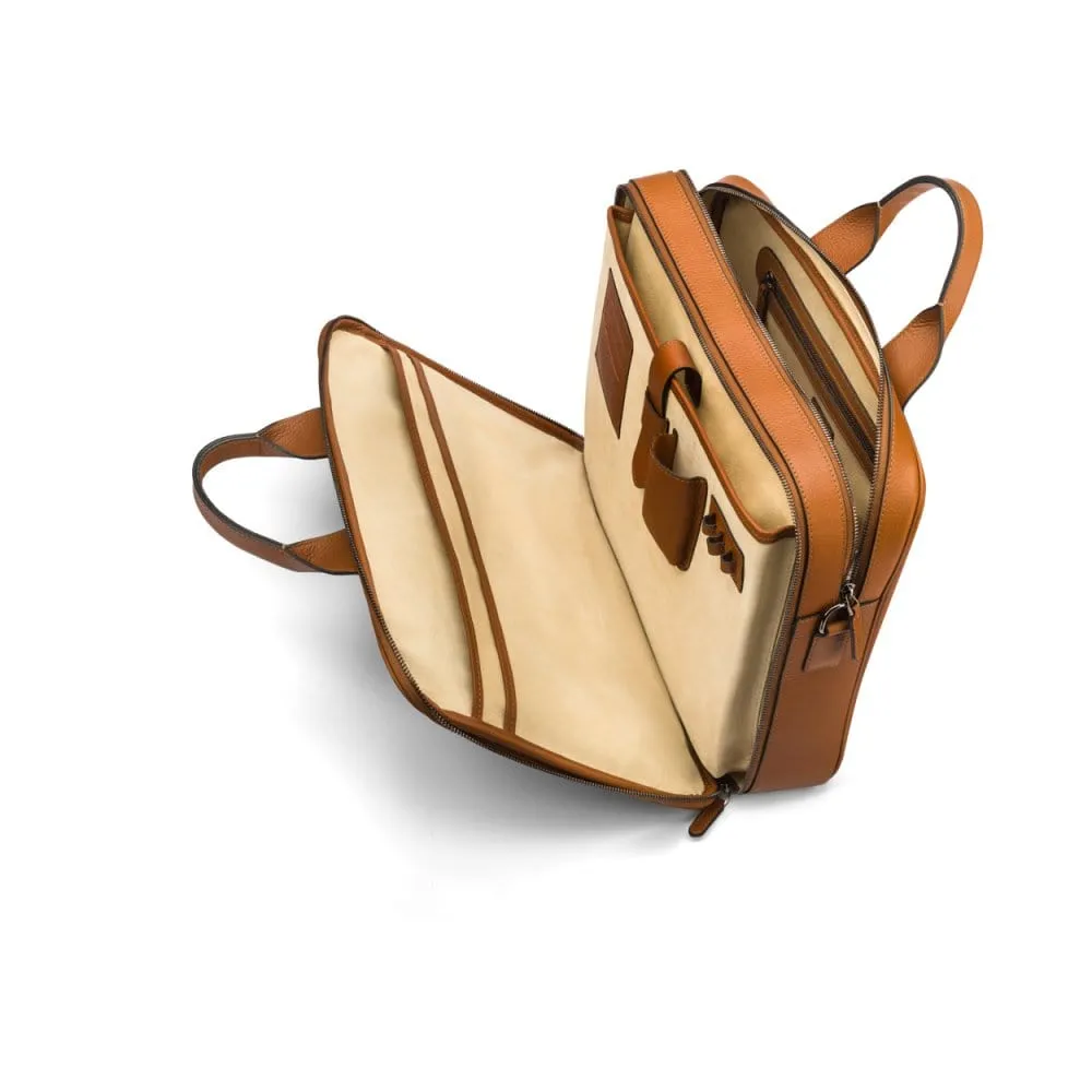 Belmont Leather 15" Laptop Briefcase - Tan