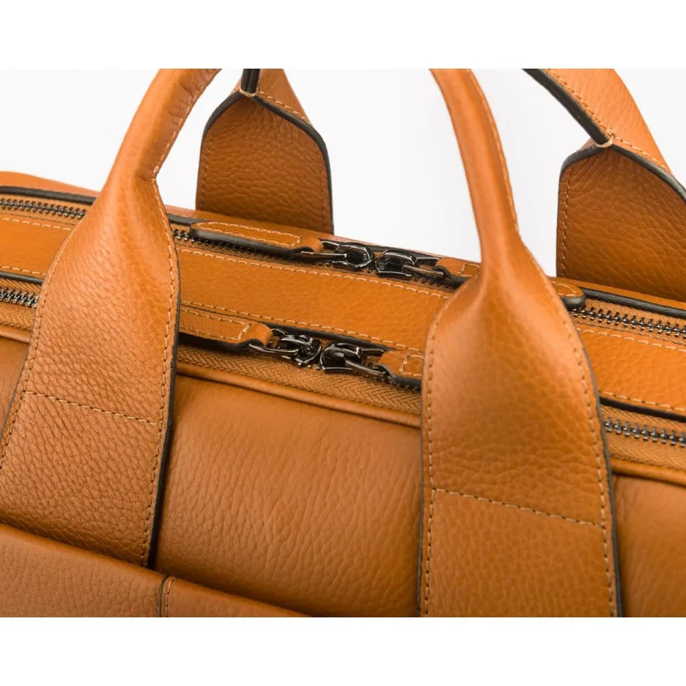 Belmont Leather 15" Laptop Briefcase - Tan