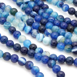 Blue Banded Agate Rounds 6mm - 35cm Strand