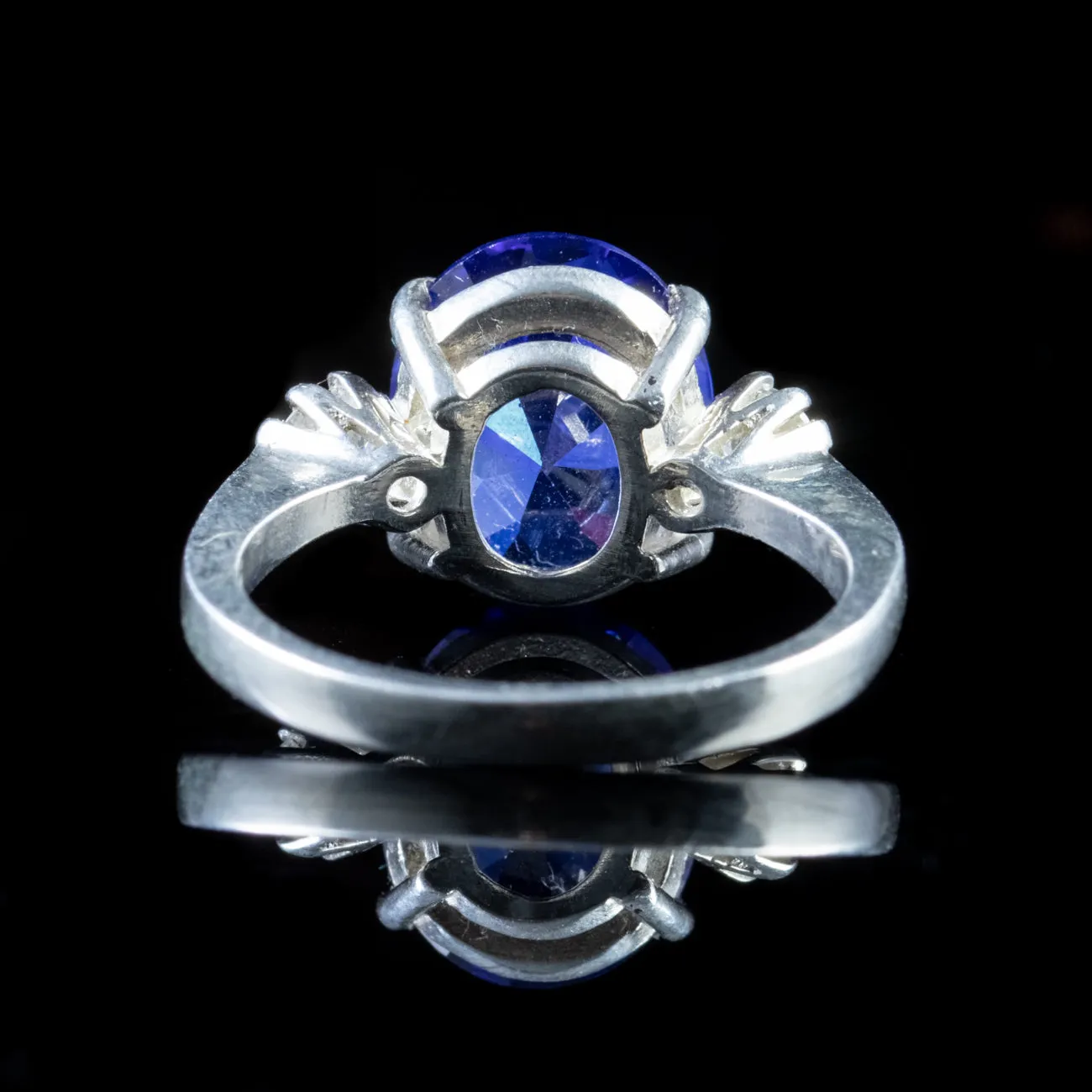 Blue Cubic Zirconia Trilogy Ring Silver