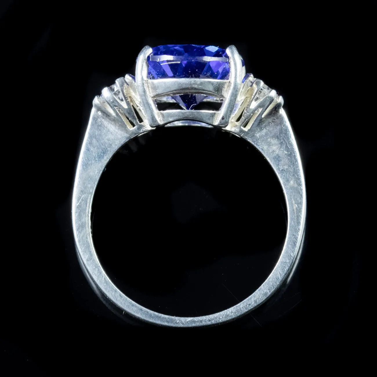 Blue Cubic Zirconia Trilogy Ring Silver
