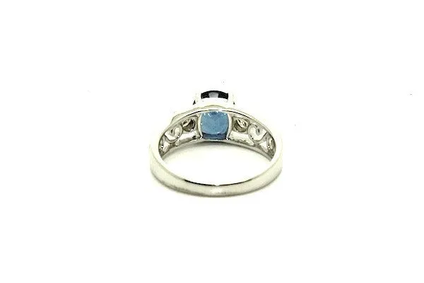 Blue Sapphire & Diamond Filigree Ring Ad No.0664