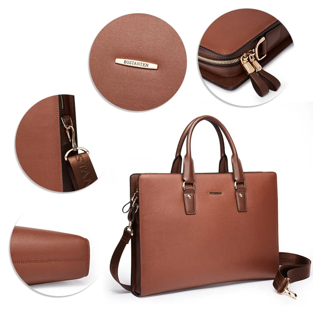 Bostanten Business Men Genuine Leather Briefcase Laptop 16 inch Men  Bag