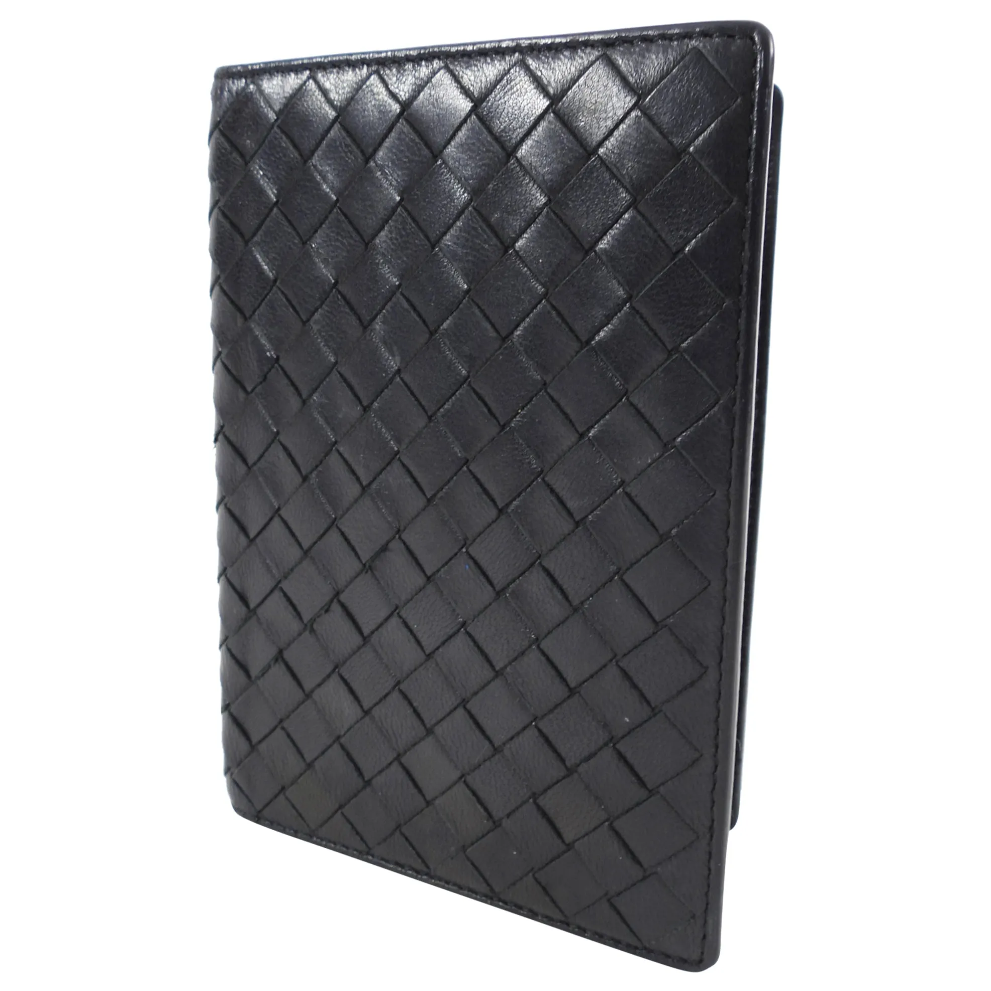 Bottega Veneta Black Intrecciato Leather Passport Holder
