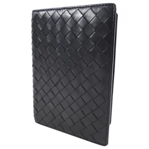 Bottega Veneta Black Intrecciato Leather Passport Holder