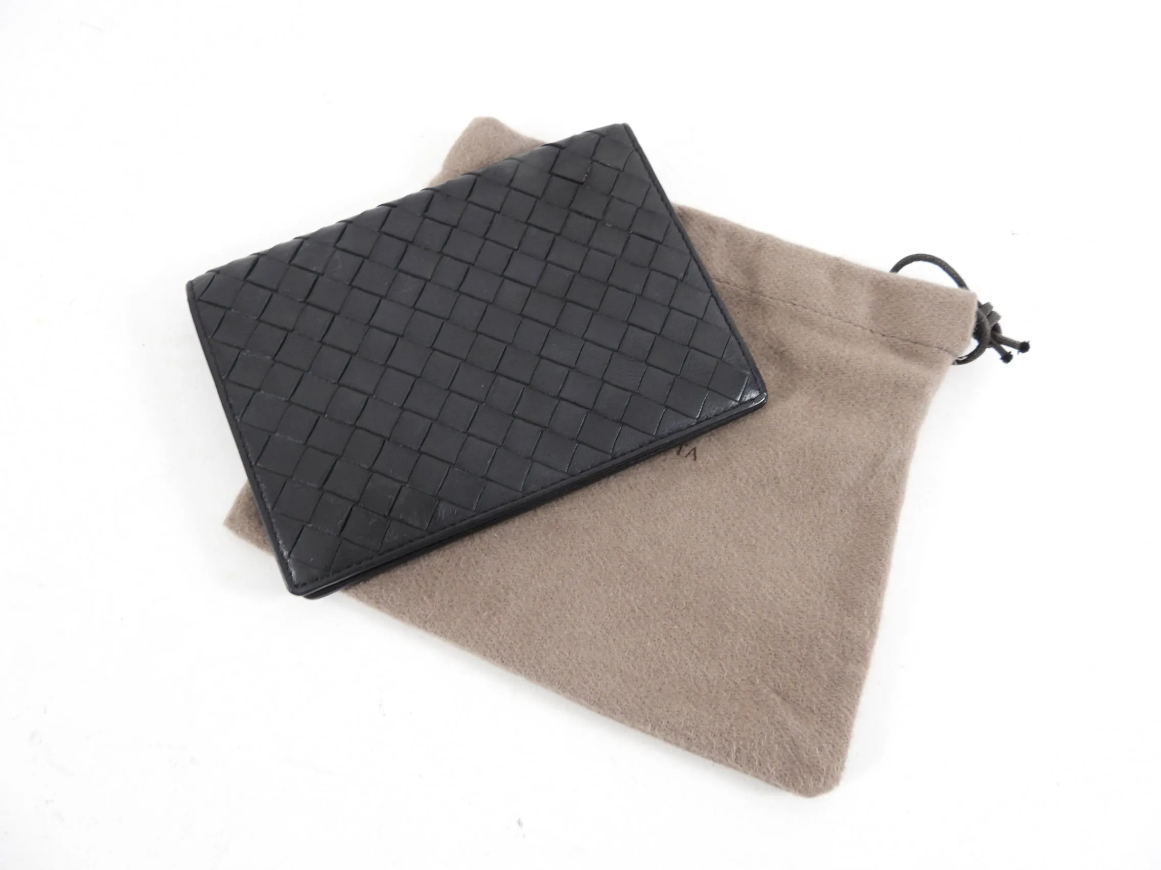 Bottega Veneta Black Intrecciato Leather Passport Holder