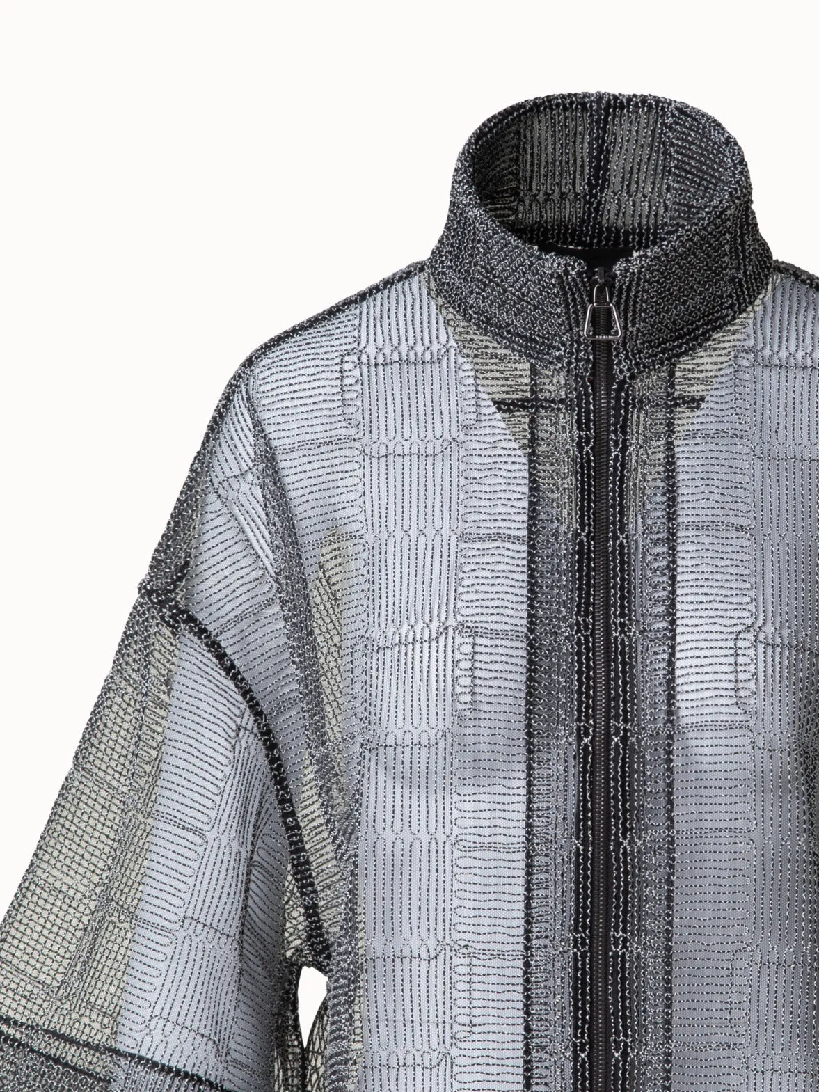 Boxy Jacket with Square on Tulle Embroidery