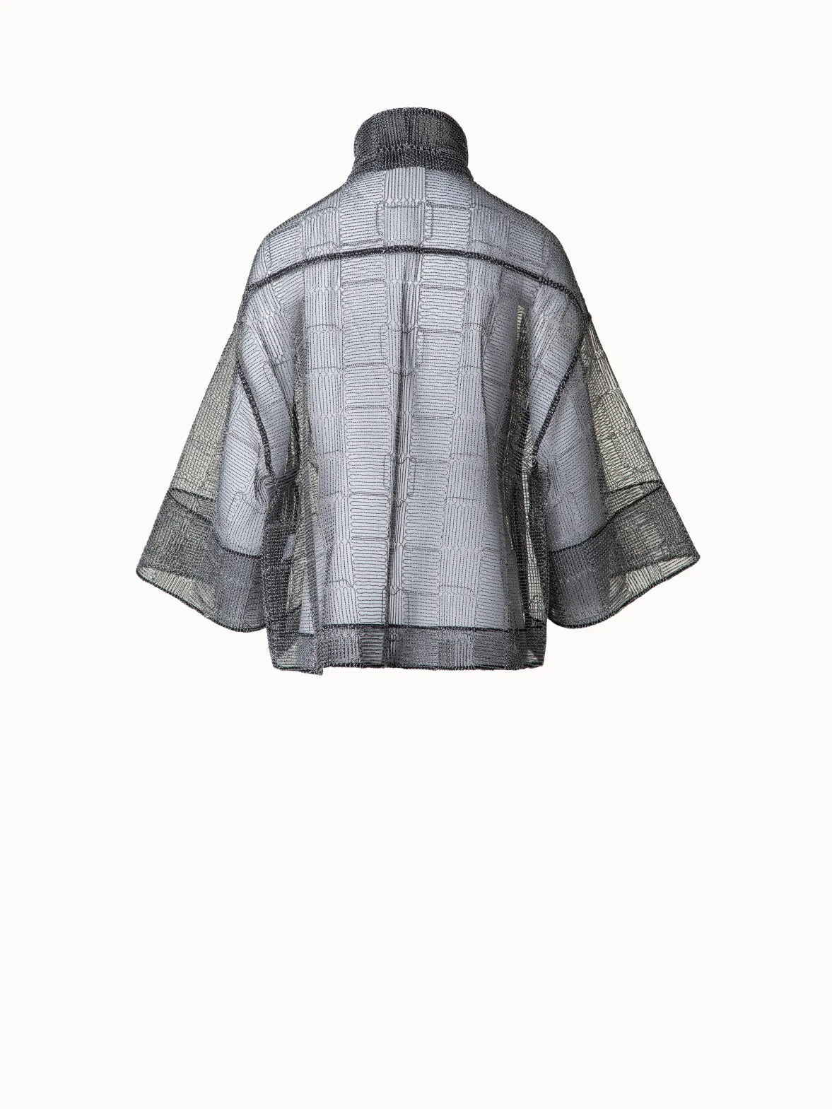 Boxy Jacket with Square on Tulle Embroidery
