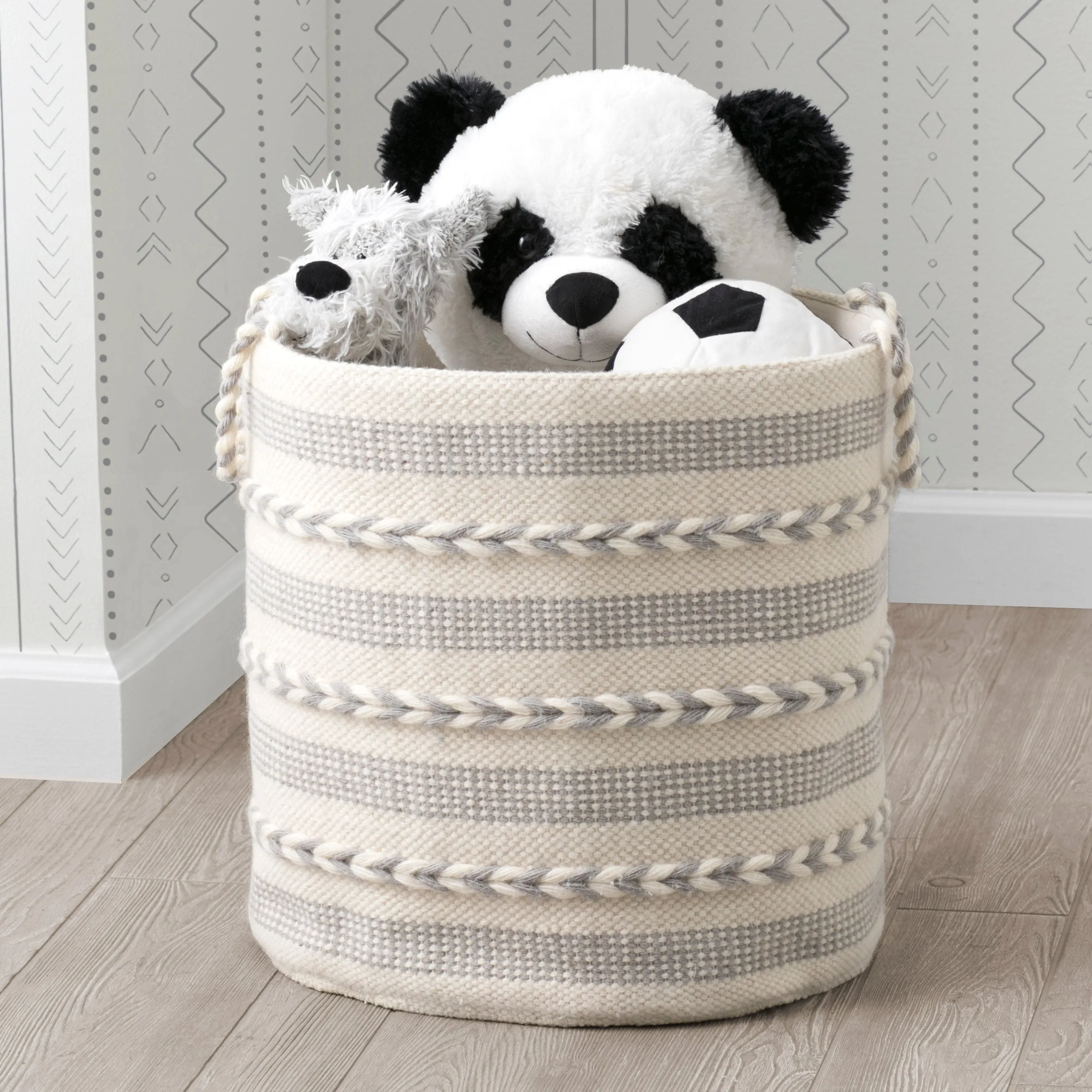 Braided Grey Handwoven Basket