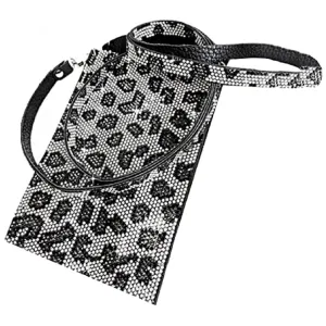 Bubbles & Bling Cellphone Crossbody Purse Snow Leopard Silver