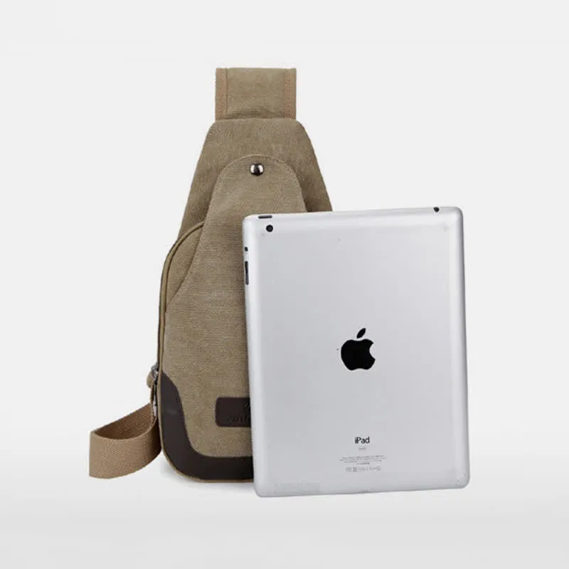Canvas Sling Bag for Men Outdoor Travel Camping Chest Day Pack
