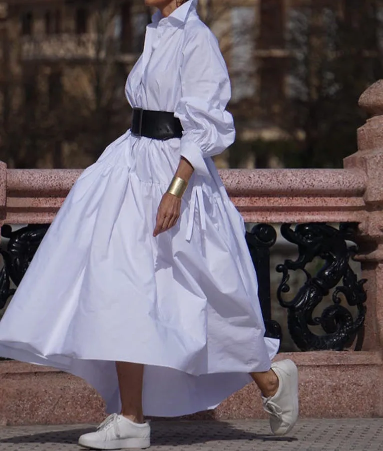 Casual  A-Line Big Sweep Shirt Dress
