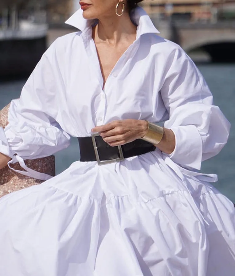 Casual  A-Line Big Sweep Shirt Dress