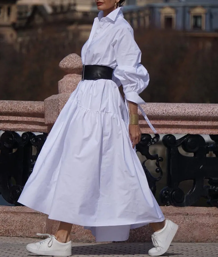 Casual  A-Line Big Sweep Shirt Dress