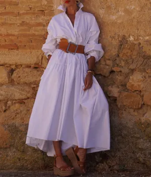 Casual  A-Line Big Sweep Shirt Dress