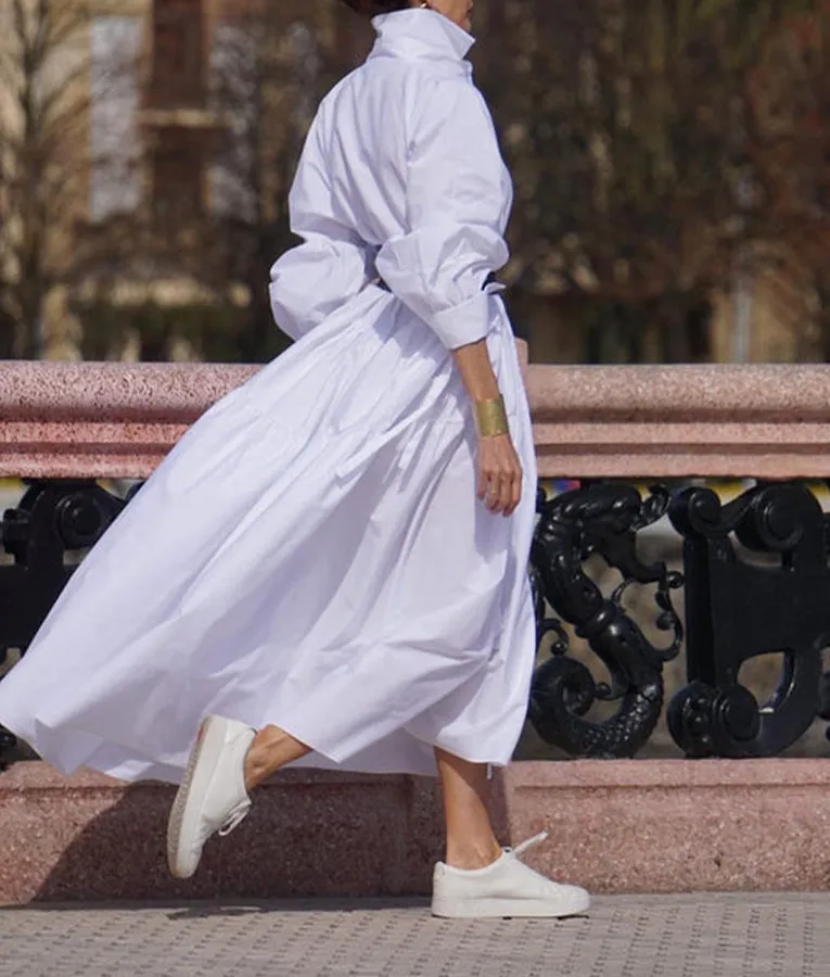 Casual  A-Line Big Sweep Shirt Dress
