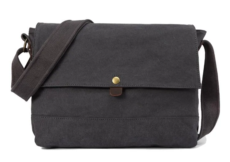 Casual Canvas Dark Gray Men's Side Bag Shoulder Bag Postman Messenger Bag For Men