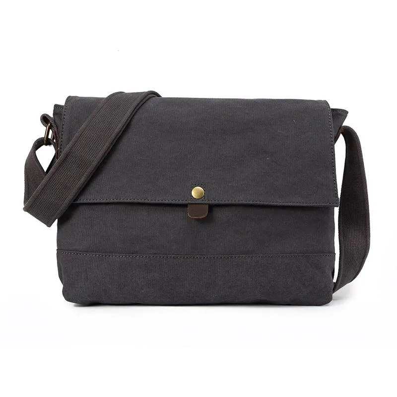 Casual Canvas Dark Gray Men's Side Bag Shoulder Bag Postman Messenger Bag For Men