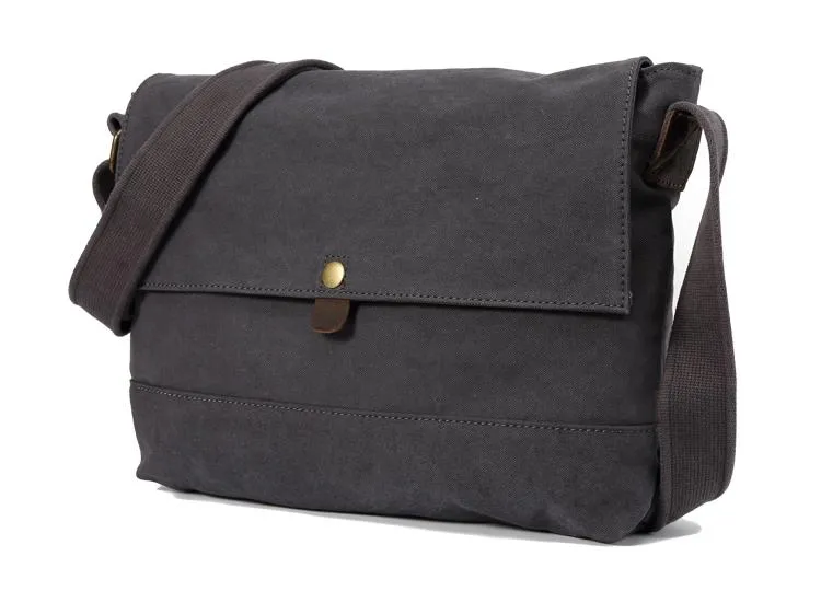 Casual Canvas Dark Gray Men's Side Bag Shoulder Bag Postman Messenger Bag For Men
