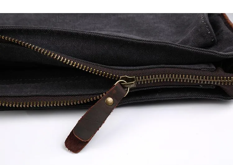 Casual Canvas Dark Gray Men's Side Bag Shoulder Bag Postman Messenger Bag For Men