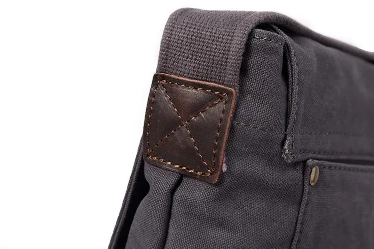 Casual Canvas Dark Gray Men's Side Bag Shoulder Bag Postman Messenger Bag For Men