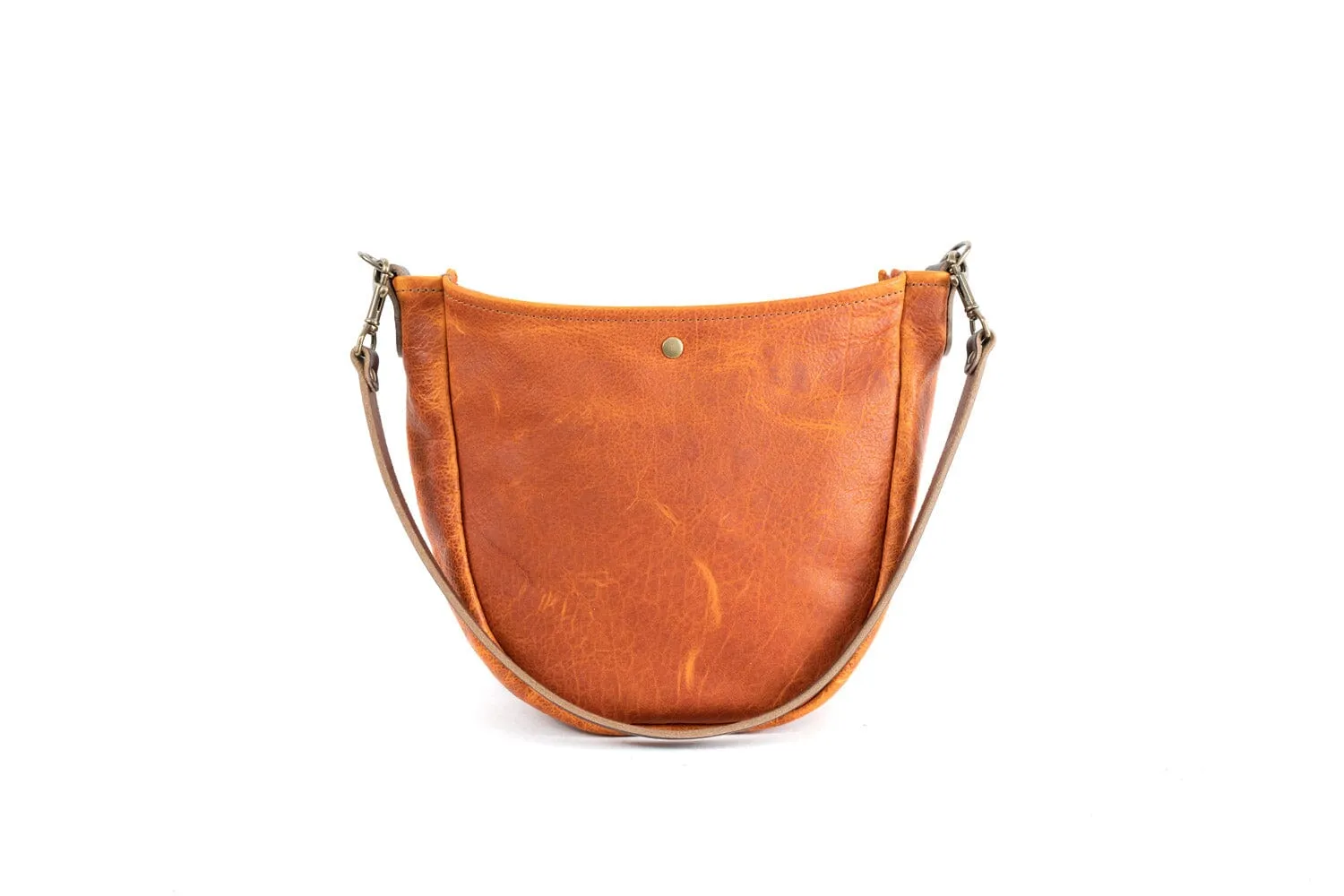 CELESTE LEATHER HOBO BAG - TANGERINE BISON