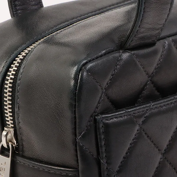 Chanel Around 2000 Made Cc Mark Stitch Top Handle Bag Mini Black