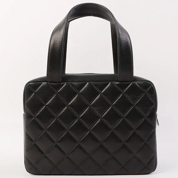 Chanel Around 2000 Made Cc Mark Stitch Top Handle Bag Mini Black