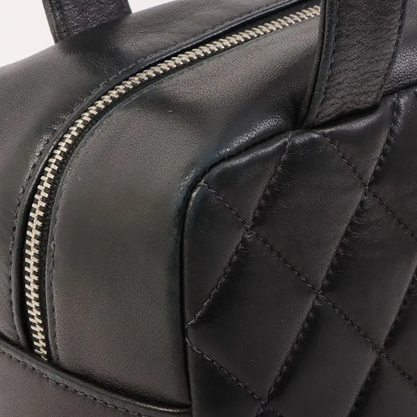 Chanel Around 2000 Made Cc Mark Stitch Top Handle Bag Mini Black