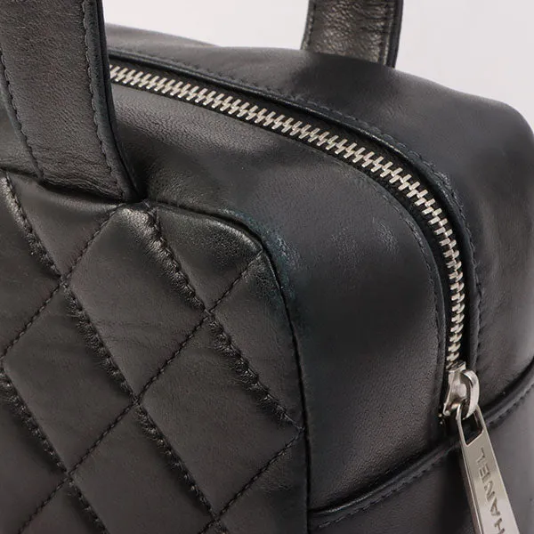 Chanel Around 2000 Made Cc Mark Stitch Top Handle Bag Mini Black