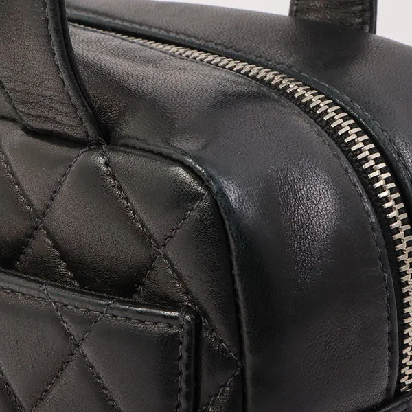 Chanel Around 2000 Made Cc Mark Stitch Top Handle Bag Mini Black