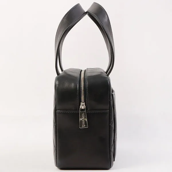 Chanel Around 2000 Made Cc Mark Stitch Top Handle Bag Mini Black