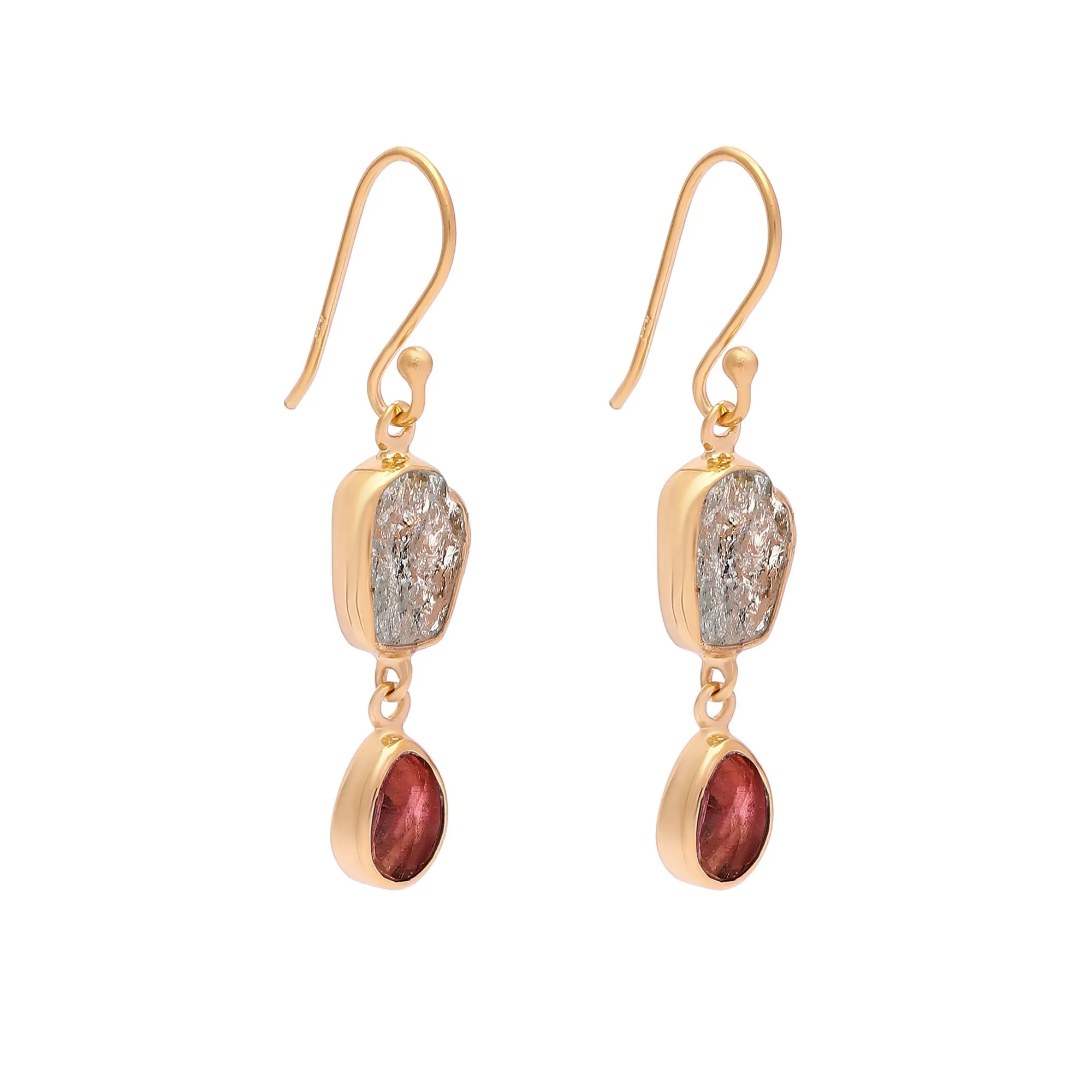 Chitra earrings, pink tourmaline - Wholesale