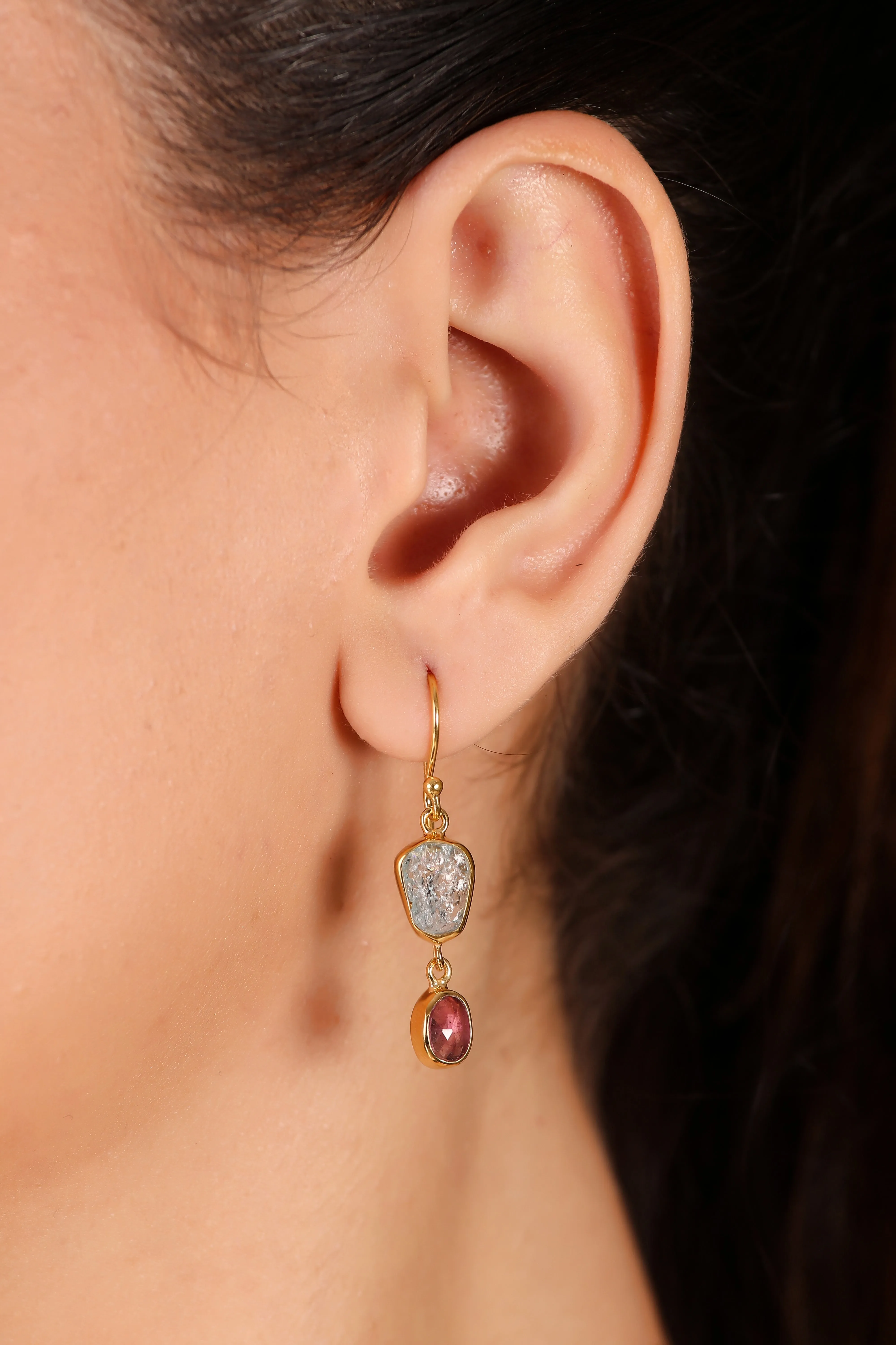 Chitra earrings, pink tourmaline - Wholesale