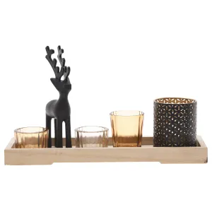 Christmas Reindeer Tea Light Holder Set