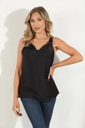 Cowl Tank Tie Back | Cyan, Black