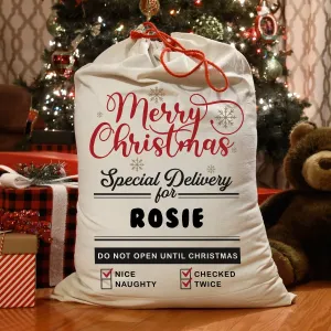 Custom Santa Gift Bag - Christmas Eve Treat - Kids' Name