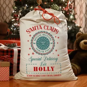 Custom Santa Sack - Child's Christmas Gift Bag - Festive Toy Storage