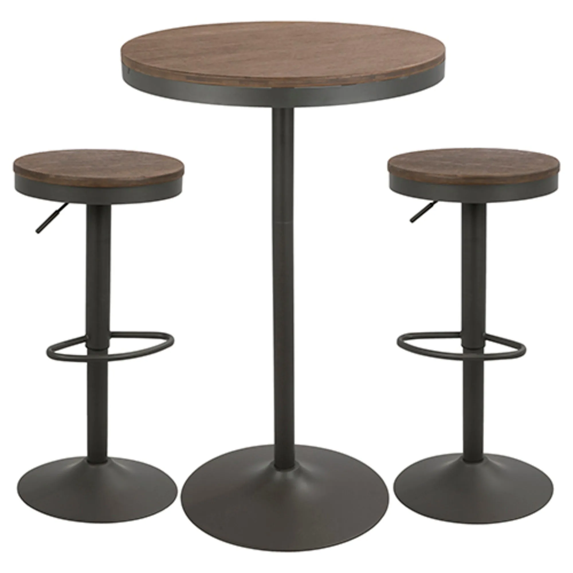 Dakota 3-Piece Industrial-Farmhouse Dining Set in Grey and Brown by LumiSource