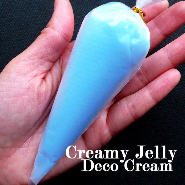 Decoden Cream in Creamy Jelly Color | Whip Case | Pastel Fairy Kei Sweet Deco | Miniature Food DIY | Kawaii Supplies | Cell Phone Decoration (50g / Baby Blue / FREE Pastry Bag)