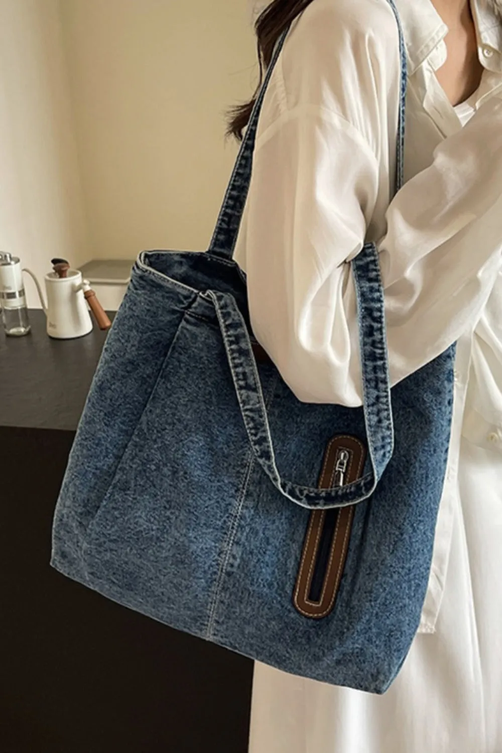 Denim Shoulder Tote Bag
