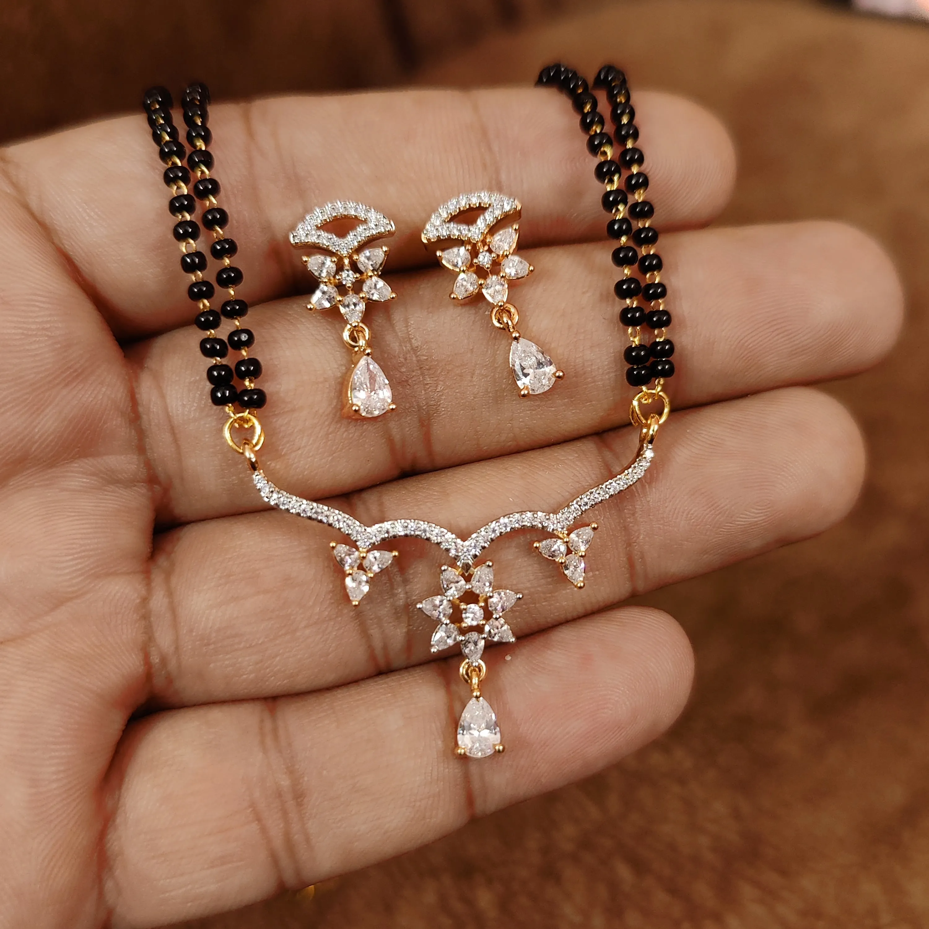 DIAMOND PATTERN CZ STUDDED GORGEOUS MANGALSUTRA