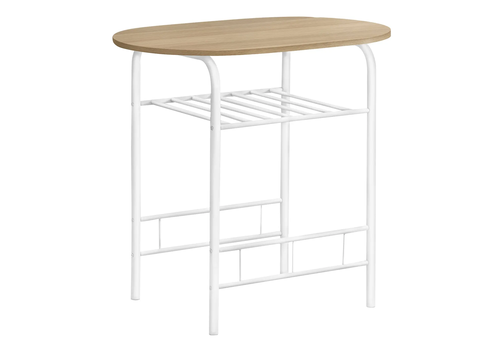 Dining Table Set, 3pcs Set, Small, 32" L, Kitchen, Natural Laminate, White Metal, Contemporary, Modern
