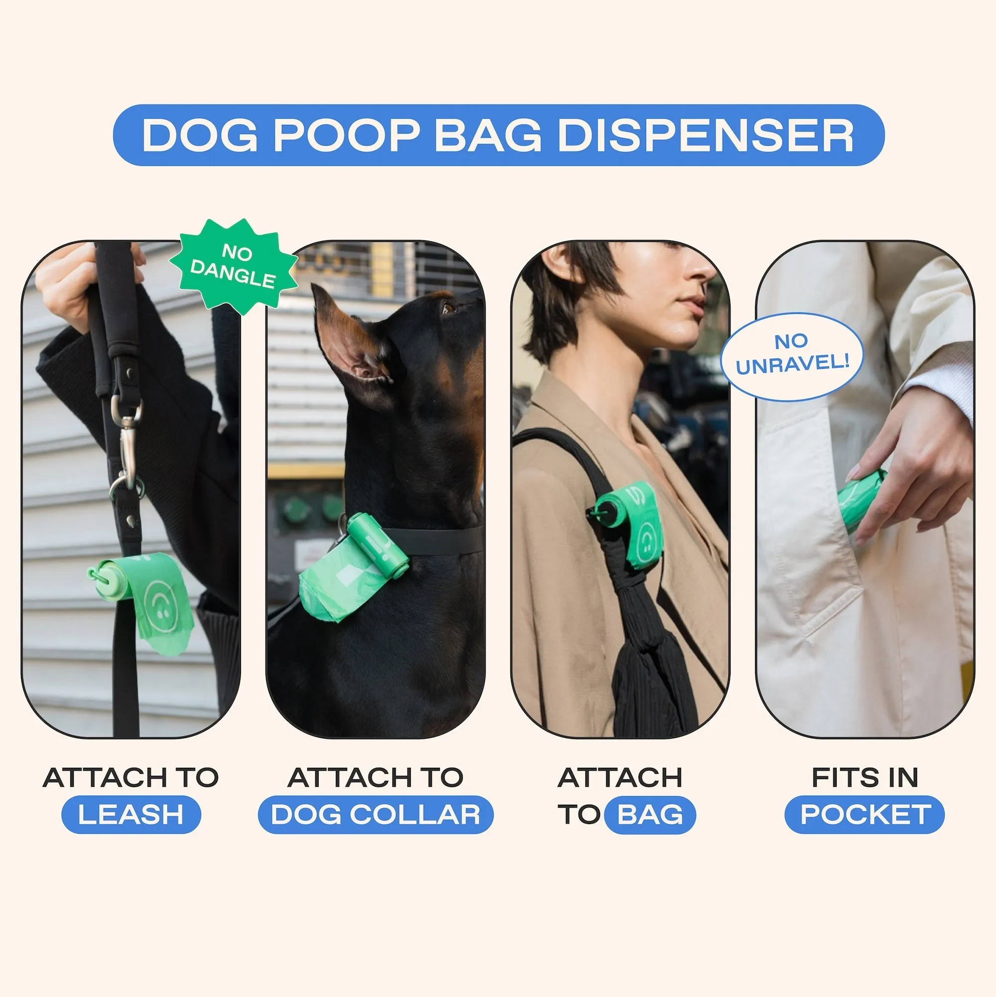Dog Poop Bag Dispenser   15 Premium Poop Bags