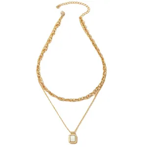 Double-Layered Epoxy Clavicle Chain Necklace with European Influence