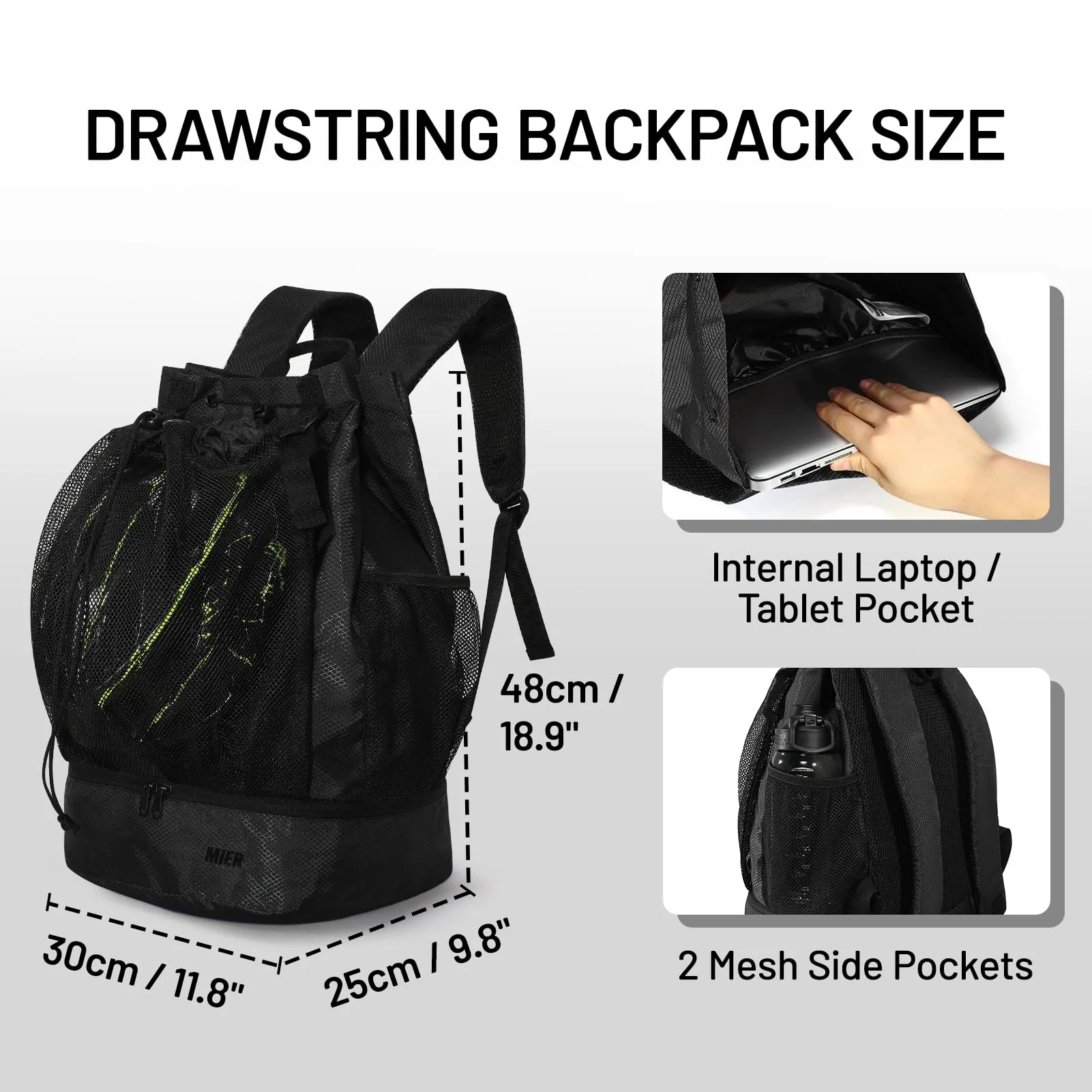 Drawstring Basketball Backpack Soccer Bag with Shoe Compartment