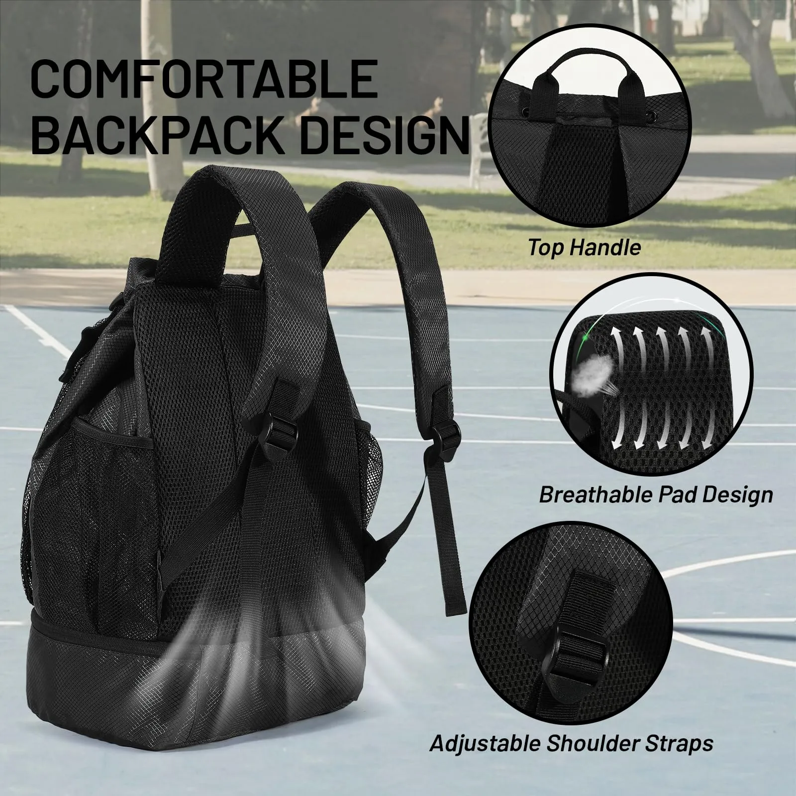 Drawstring Basketball Backpack Soccer Bag with Shoe Compartment