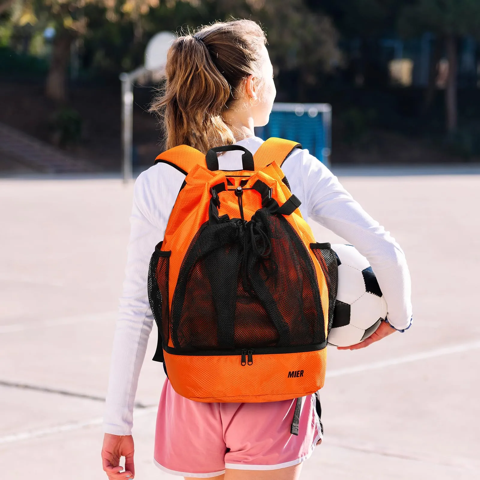 Drawstring Basketball Backpack Soccer Bag with Shoe Compartment